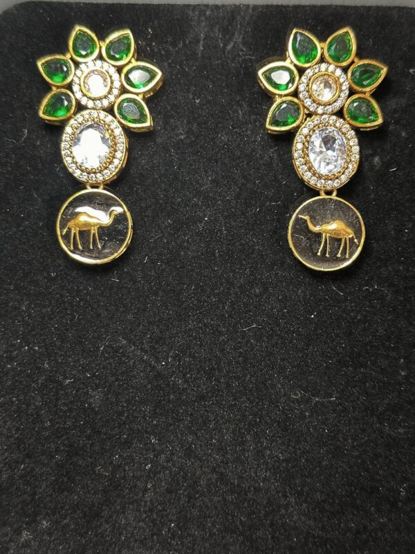 Blooming Sands: Camel Caravan Earrings, Stone & Petal Embellished