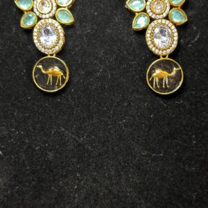 Blooming Sands: Camel Caravan Earrings, Stone & Petal Embellished