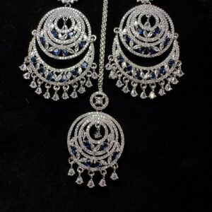 Own the Spotlight: Dazzle in this Mehram Chandbali Earrings & Tikka Set