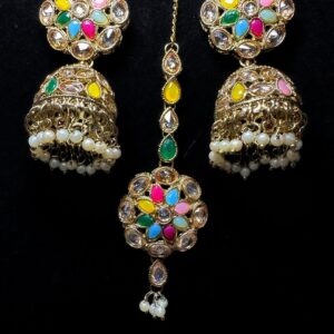 Jhumkas and Maang Tikka