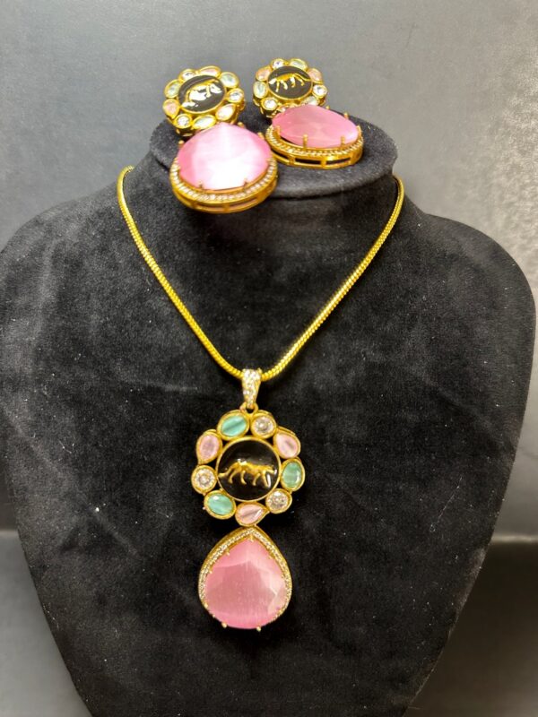 Pink Tiger's Eye Pendant & Matching Earrings set